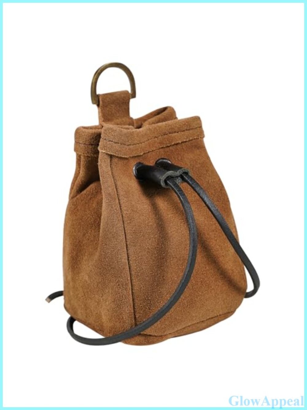 Suede Leather Drawstring Belt Pouch Renaissance LARP Cosplay Waist Bag